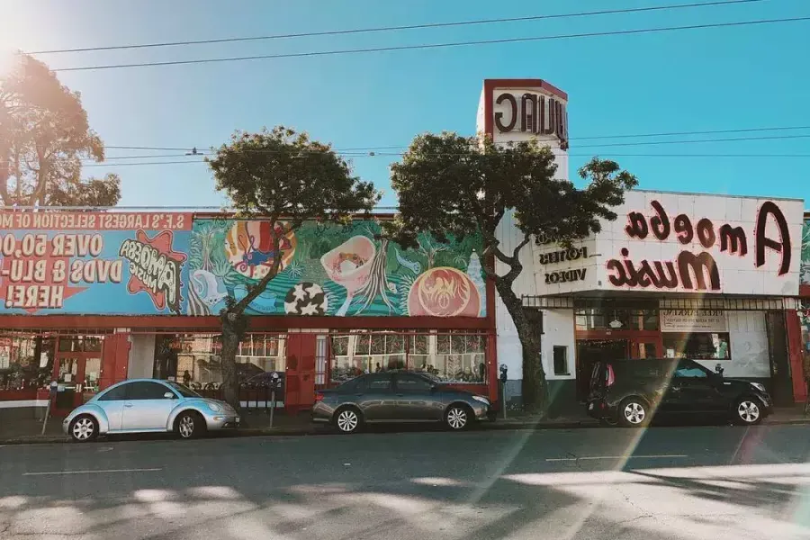 Exterior of Amoeba music, one of San Francisco's legendary record stores.